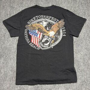 Daytona Beach Biketoberfest 2014 POW MIA Eagle Flag Graphic T Shirt Men's Medium